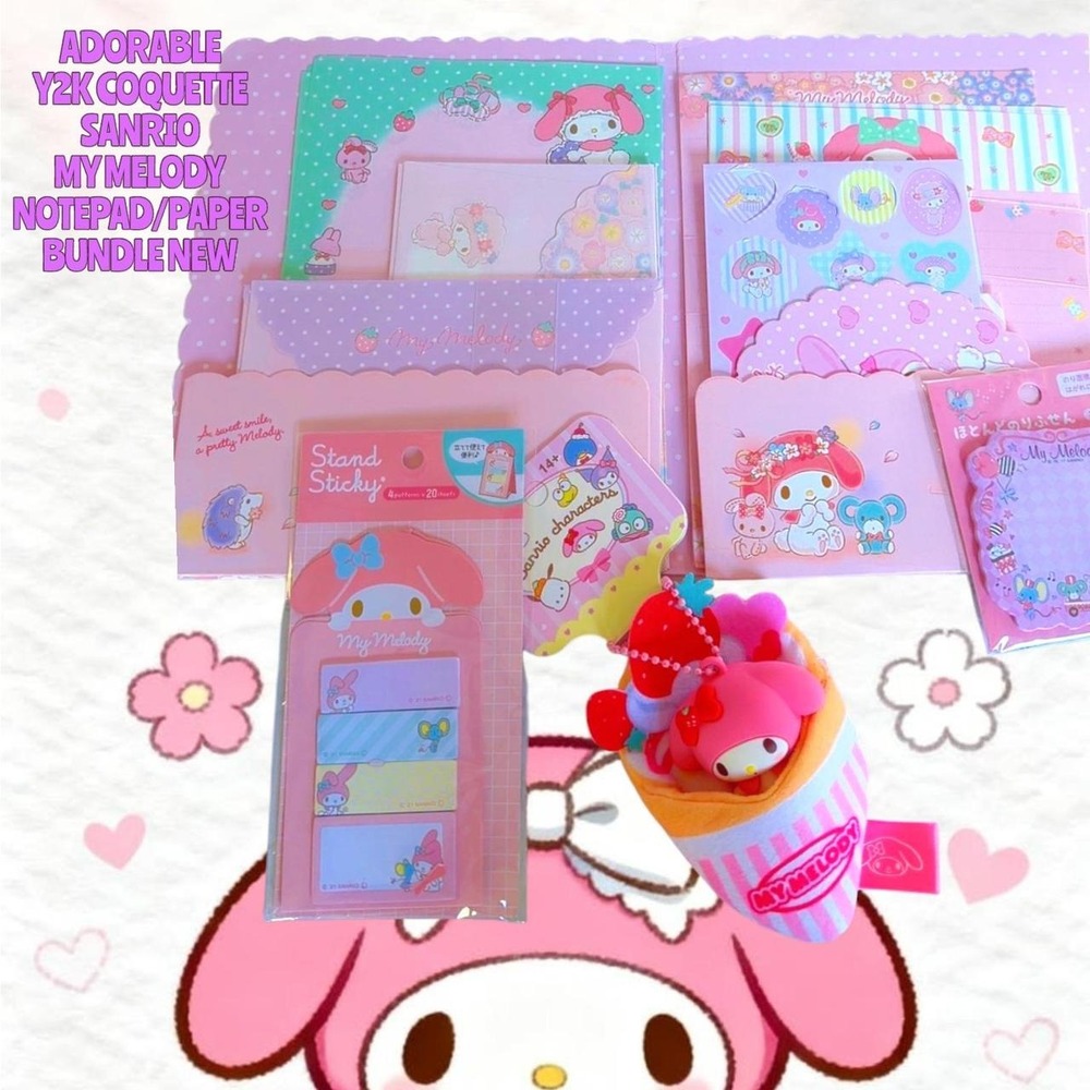 Y2K COQUETTE SANRIO MY MELODY PAPER NOTEPAD BUNDLE NEW